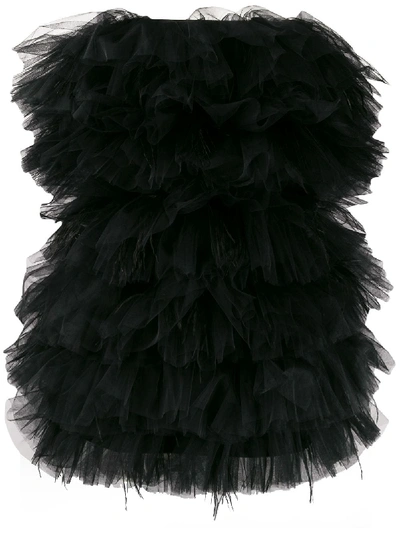 Loulou Ruffled Tulle Mini Dress In Black
