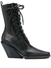 ANN DEMEULEMEESTER POINTED LACE-UP ANKLE BOOTS
