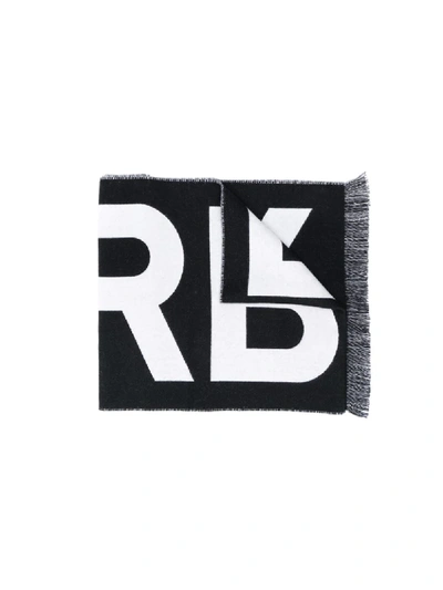 Burberry Logo Jacquard Wool Football Scarf In Black