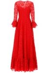 VALENTINO VALENTINO HEAVY LACE LONG RUFFLE SLEEVED DRESS