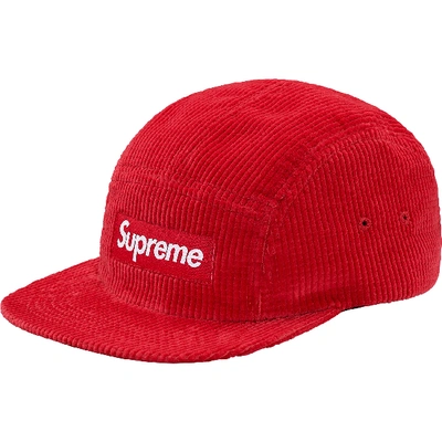 Pre-owned Supreme  Waffle Corduroy Camp Cap Red