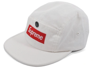 Pre-owned Supreme  Snap Button Pocket Camp Cap White