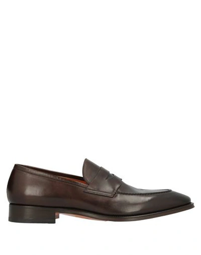 Santoni Loafers In Dark Brown