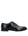 Doucal's Classic Black Derby Shoes Polished Finish In Calf Leather Man In Black