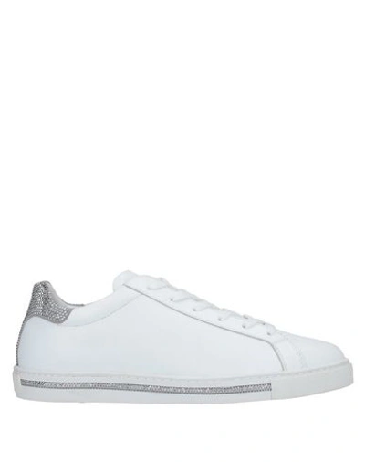 René Caovilla Crystal-embellished Leather And Suede Sneakers In White