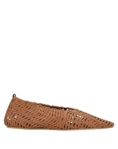Stella Mccartney Chain-embellished Woven Vegetarian Leather Ballet Flats In Brown