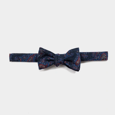 Ledbury Men's Navy Blue Pemberton Print Bow Tie Wool
