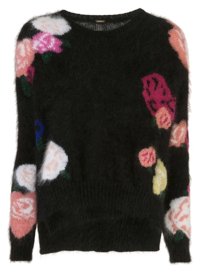 Adam Lippes Multi Floral Knit Jumper In Black