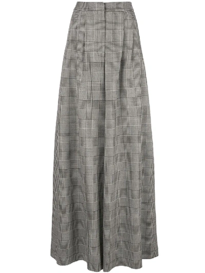 Adam Lippes Prince Of Wales Palazzo Trousers In Grey