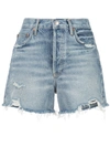 Agolde Parker Long Shorts With Cuff In Blue