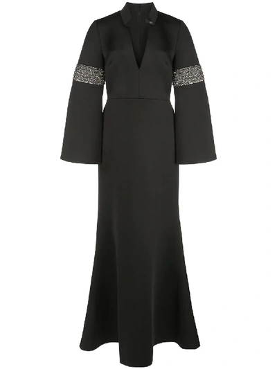 Badgley Mischka Fit And Flare Evening Dress In Black