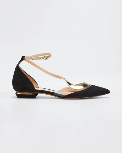 Nicholas Kirkwood S Ballerina Leather, Suede & Pvc Flats In Black Gold
