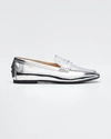 TOD'S METALLIC PATENT RUBBER-SOLE LOAFERS,PROD152910521