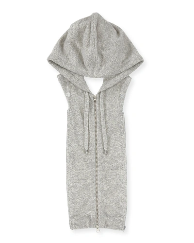 Veronica Beard Cashmere Hoodie Zip-front Dickey In Grey