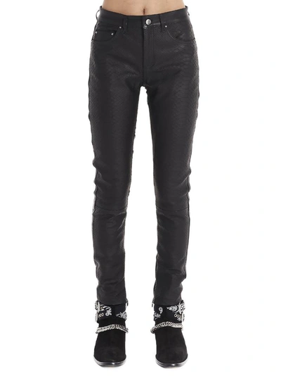 Amiri Jeans In Black Leather And Fabric
