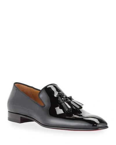 Christian Louboutin Men's Dandelion Tassel Patent Leather Slip-on Loafers In Black