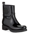 Moncler Ginette Stivale Patent Rain Booties In Black
