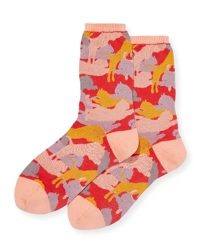 Hot Sox Camouflage Cotton Socks In Peach