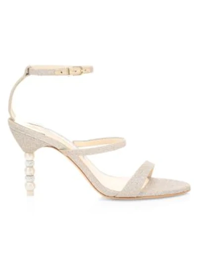 Sophia Webster Rosalind Embellished-heel Glitter Sandals In Champagne