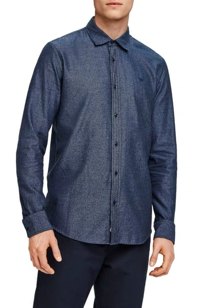Scotch & Soda Slim Fit Chambray Button Up Shirt In Blue Multi