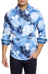 Robert Graham Dark Crystal Geo-floral Classic Fit Button-down Shirt In Blue