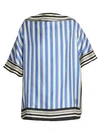 Loewe Stripe Silk Blouse In Blue Red