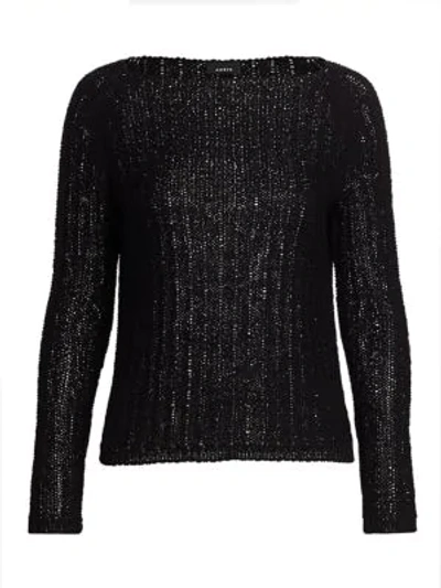 Akris Ribbon Knit Boatneck Sweater In Black