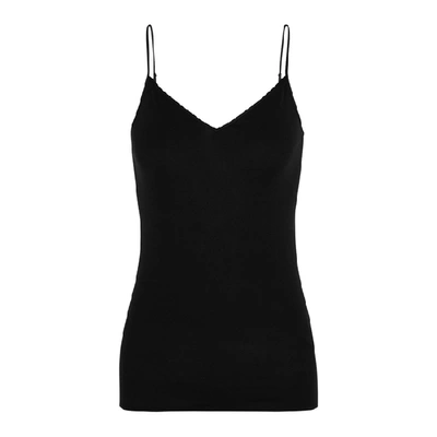 Hanro Satin-trimmed Mercerized Cotton Camisole In Black