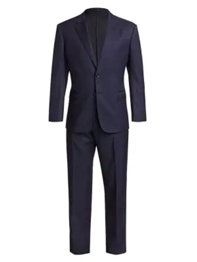 Giorgio Armani Micro Birdseye Single-breasted Wool Suit In Silver