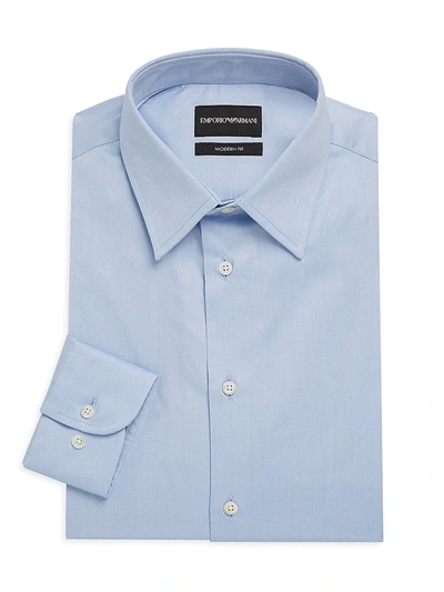 Emporio Armani Men's Modern-fit Cotton-stretch Dress Shirt, Blue In Light Blue