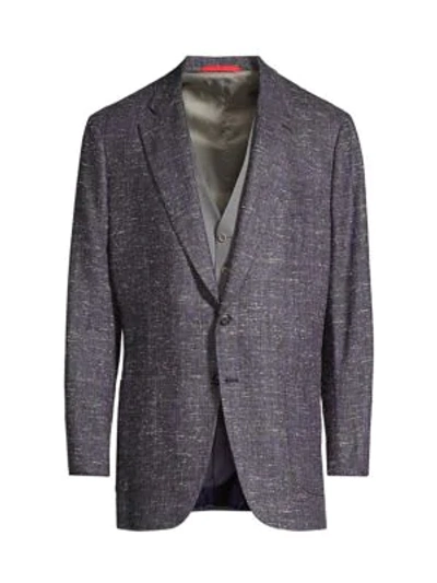 Isaia Classic-fit Donegal Wool Sportcoat In Purple
