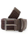 ANDERSON'S SLIM LEATHER-TRIMMED ELASTICATED WOVEN BELT,000643443