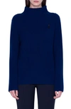 AKRIS RIB ZIP SHOULDER CASHMERE SWEATER,601800222803