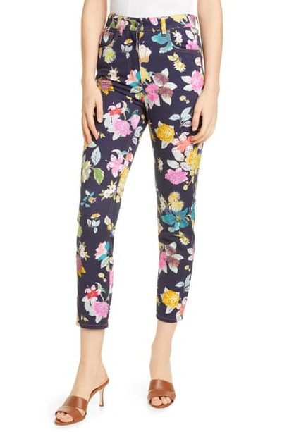 Etro Floral Print Straight Leg Jeans In Purple