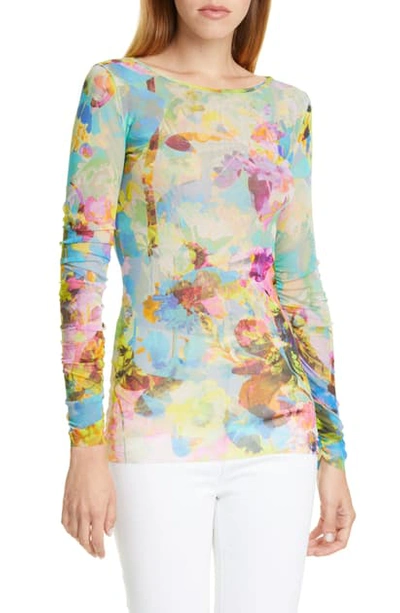 Fuzzi Floral Long Sleeve Top In Limpido
