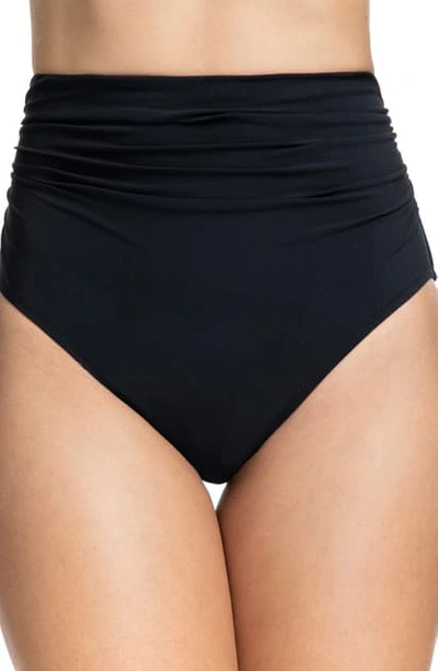 Profile By Gottex Womens Gathered Extra High Waist Swim Bottom Separates In Black
