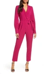 ADELYN RAE CARMELA LONG SLEEVE WRAP JUMPSUIT,F910B1983