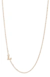 Anzie Love Letter 14k Yellow Gold Single Diamond Initial Necklace