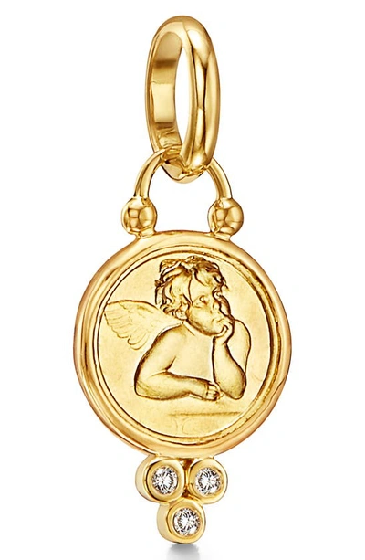 Temple St Clair 18k Gold 10mm Angel Pendant With Diamonds In Diamond/ Yellow Gold