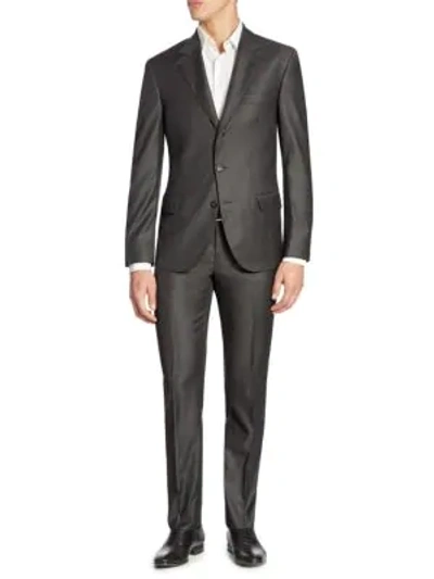 Brunello Cucinelli Modern-fit Solid Wool Suit In Dark Grey