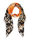 BURBERRY B Motif and Floral Print Silk Square Scarf