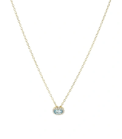 Alison Lou Blue Topaz Pendant Necklace In Ylwgold