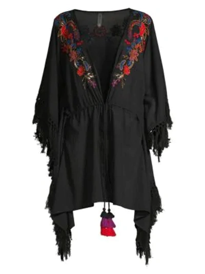 Amoressa By Miraclesuit Camille Indochine Embroidered Beach Wrap In Black Multi