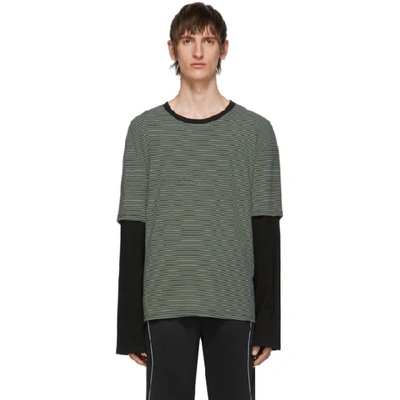 All In Ssense Exclusive Grey And Black Striped Long Sleeve T-shirt In Grey/black