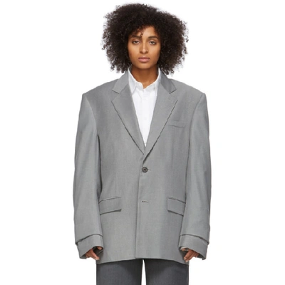 Ader Error Grey Oversized Blazer In Gray Gray