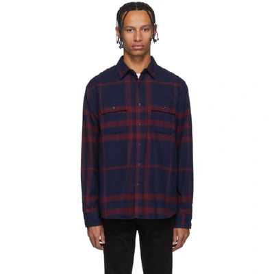 Frame Refined Classic Fit Plaid Flannel Button-up Shirt In Navy Multi