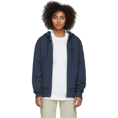 Helmut Lang Navy Standard Zip Hoodie In Strm Navy