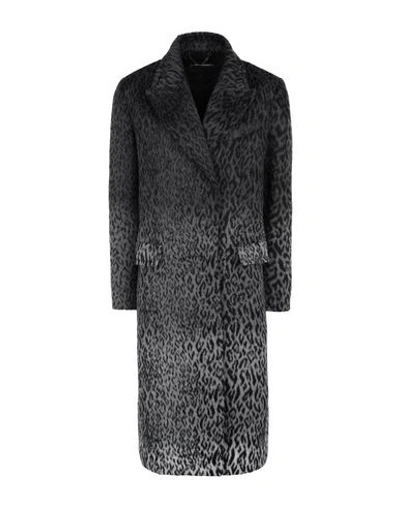Karl Lagerfeld Leopard Print Wool Blend Midi Coat In Grey