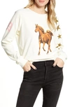 WILDFOX STAR JOCKEY FIONA CREWNECK COTTON SWEATSHIRT,WCO1909J5