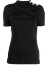 BALMAIN BLACK COTTON T-SHIRT,SF01005J1750PA